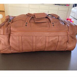 Genuine Leather Brown Carry On Weekender Duffle Luggage Overnight Bag Duffel